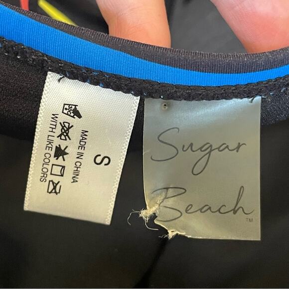 Sugar Beach S Pride rainbow bikini top stripe bow tie padded - Picture 2 of 5